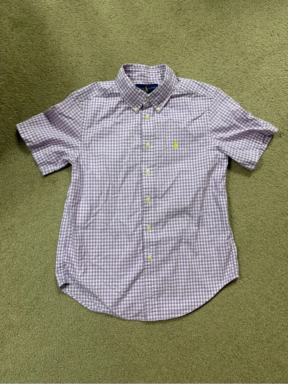 Ralph Lauren Lavender Gingham Short-Sleeve Button-Down Shirt